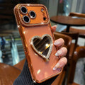 Crystal Heart Mirror Stand iPhone Case – Glam Style & Full Protection