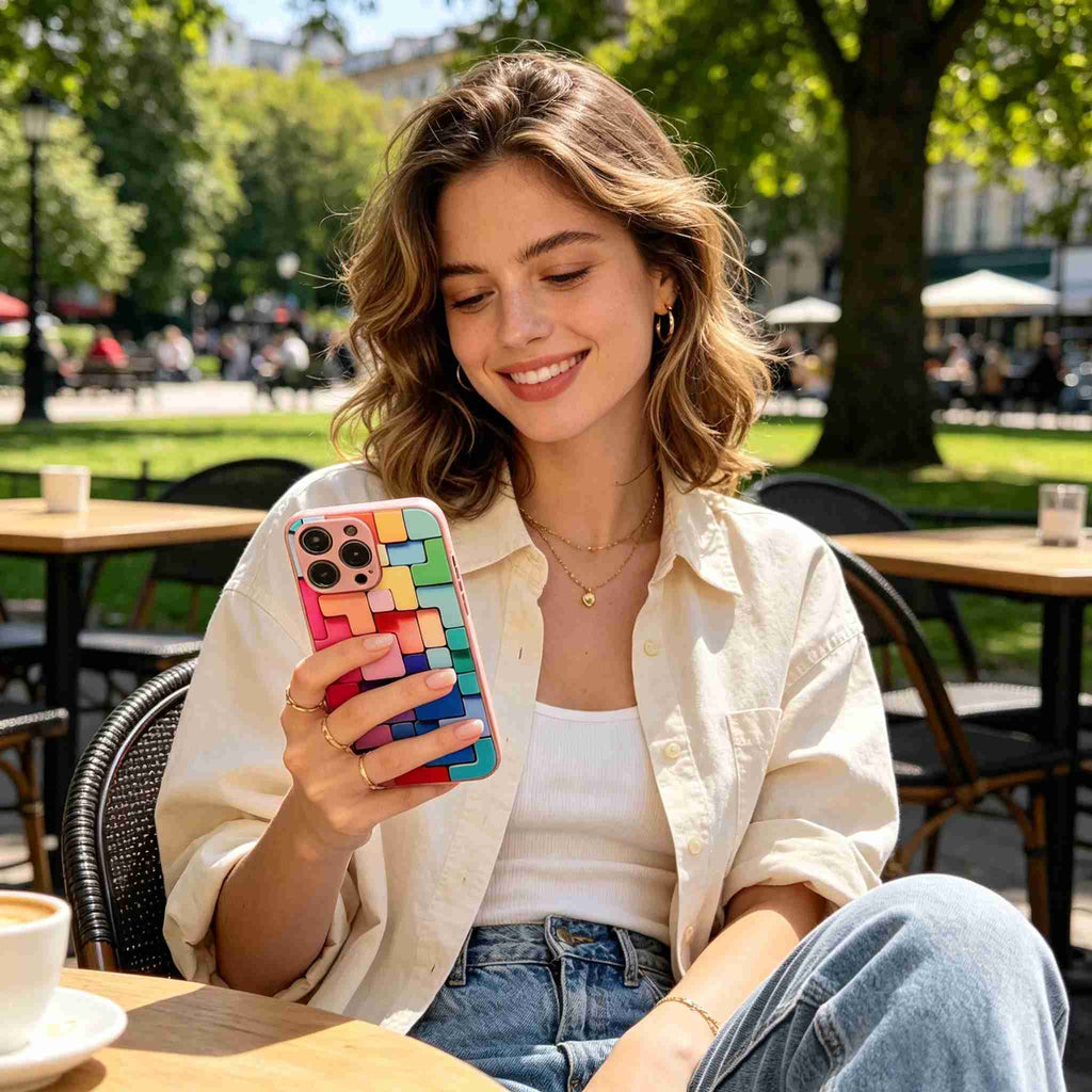 Color Mosaic Glass iPhone Case – Modern Art Style & Full Protection