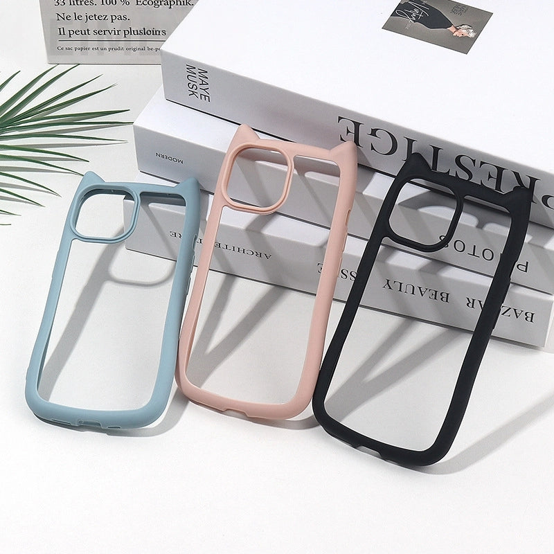 Cat Ear Clear Case for iPhone – Anti-Yellow, Shockproof Bumper, Cute Soft Silicone Protective Cover