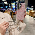 Cute Floral Phone Case with Pearl Gloss Back & Camera Stand – Full-Cover Protection