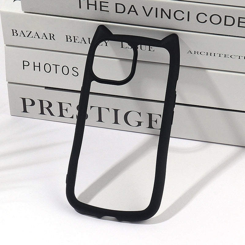 Cat Ear Clear Case for iPhone – Anti-Yellow, Shockproof Bumper, Cute Soft Silicone Protective Cover