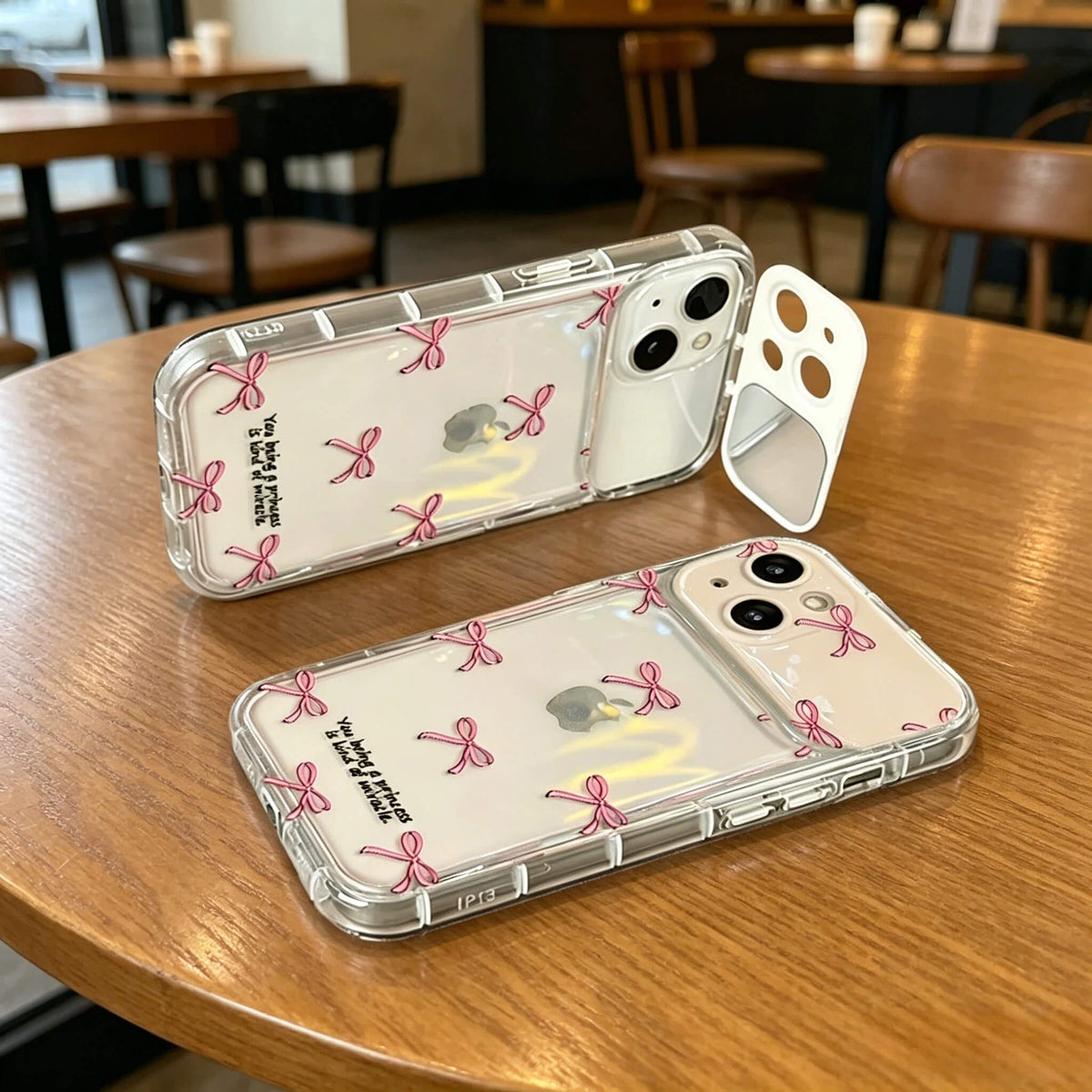 Bow Mirror Stand iPhone Case – Soft Glam Style & Full Protection