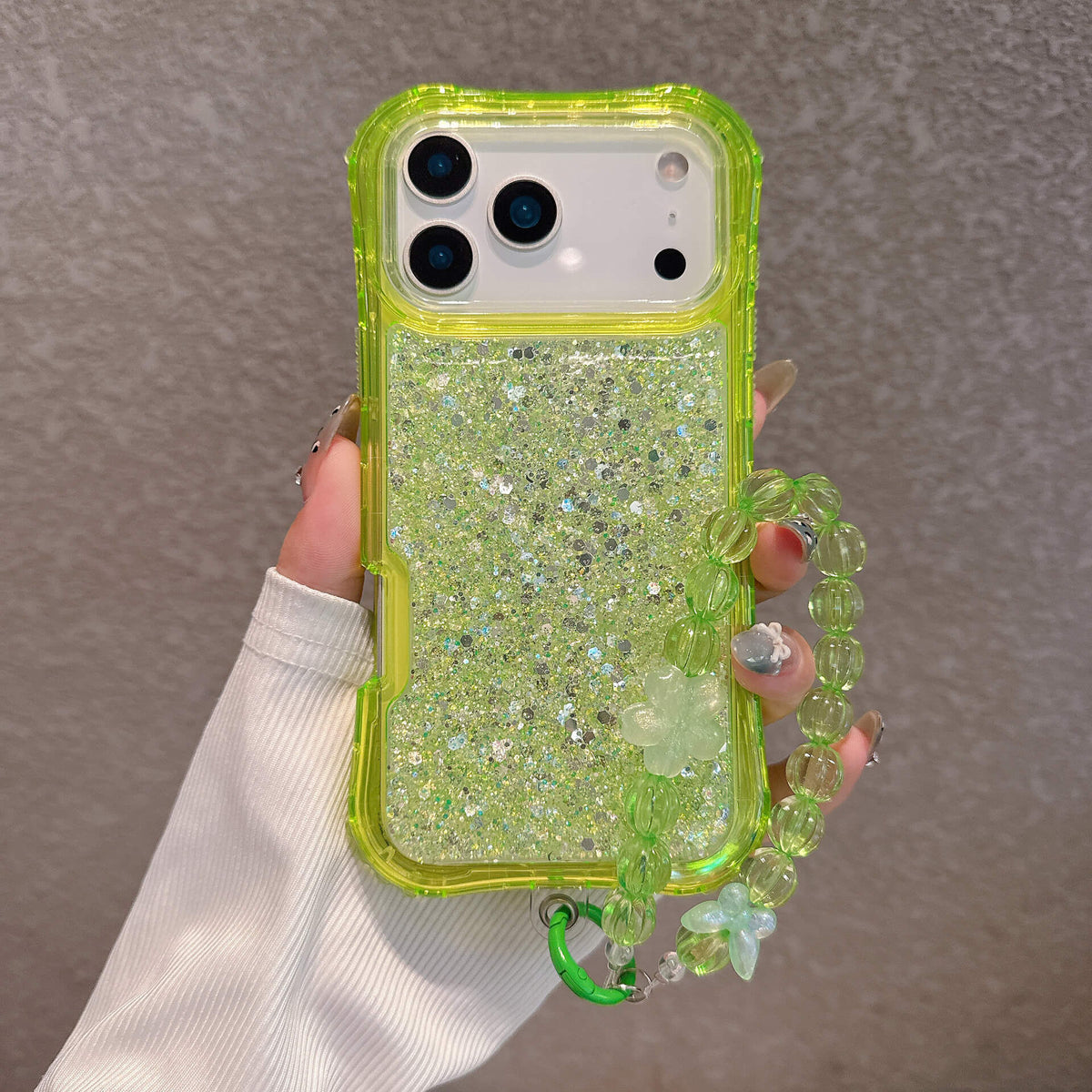 Bling Glitter iPhone Case with Crystal Wrist Strap – Shockproof Full Protection